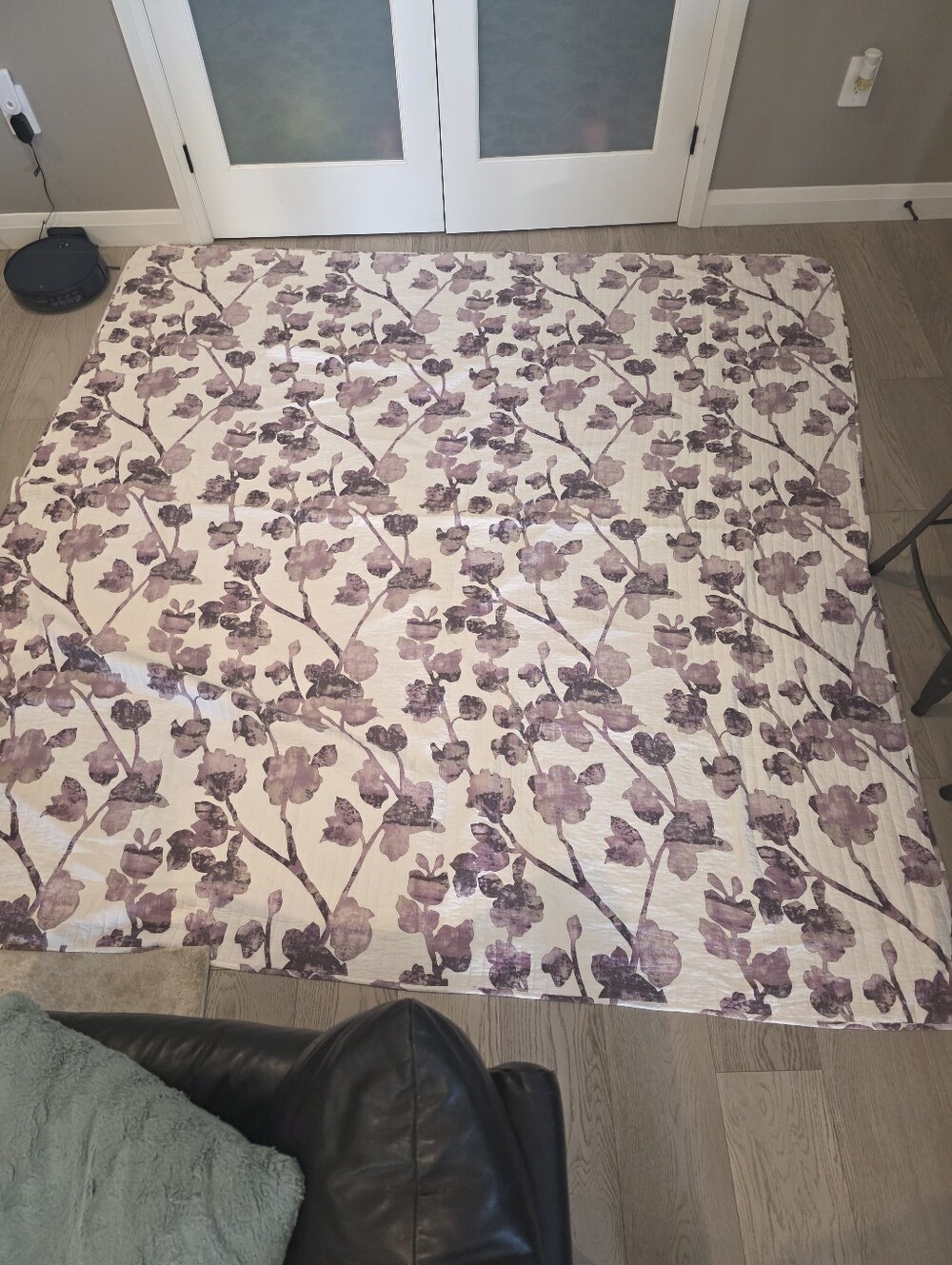 Queen Cotton Quilt Purple Lavender Floral Botanical Bedspread Quilter Collection